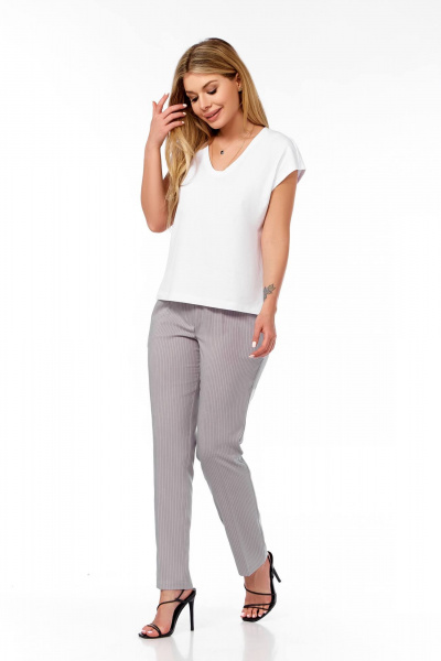 Деловой костюм из льняной ткани с топом и брюками Ольга Стиль Л-305 - фото 10