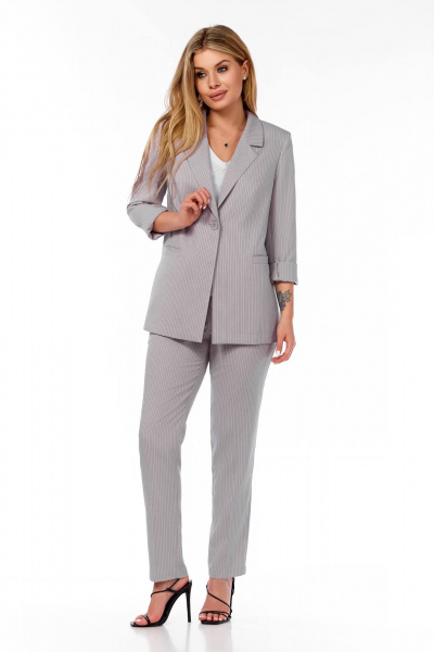 Деловой костюм из льняной ткани с топом и брюками Ольга Стиль Л-305 - фото 9