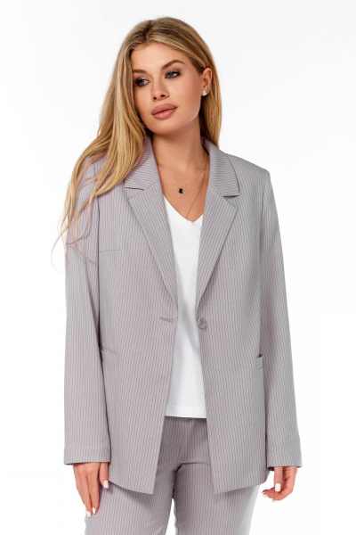 Деловой костюм из льняной ткани с топом и брюками Ольга Стиль Л-305 - фото 3