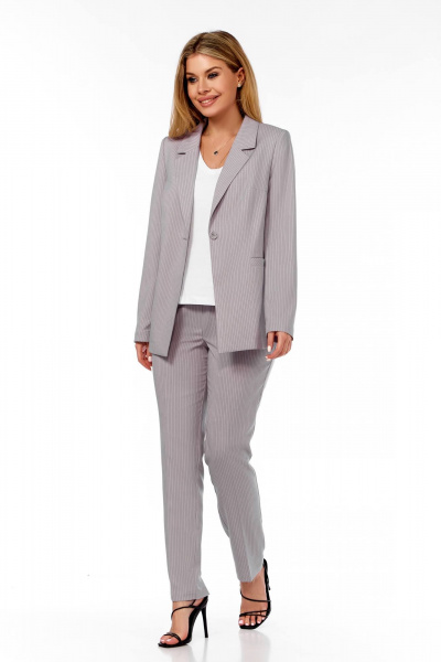 Деловой костюм из льняной ткани с топом и брюками Ольга Стиль Л-305 - фото 1