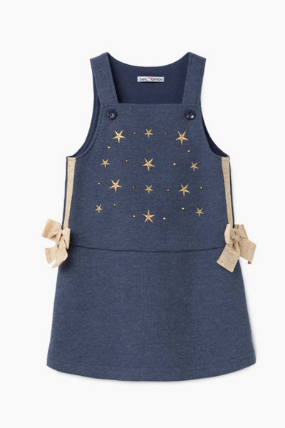 Сарафан на каждый день из хлопка с золотой вышивкой Bell Bimbo 202015 деним - фото 1