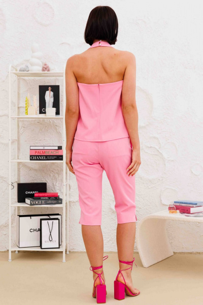 Розовый хлопковый топ с разрезом и бантами AURA otd 2154 барби - фото 3