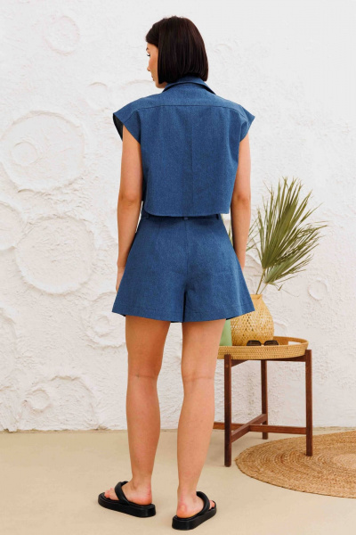 Синие шорты-юбка с гульфиком и широким кройом AURA otd 4141 темно-синий деним - фото 4