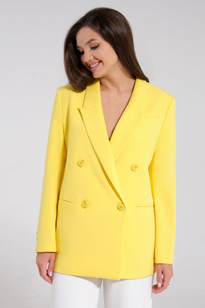 Деловой женский удлиненный жакет из текстиля Панда 123330w желтый - фото 2