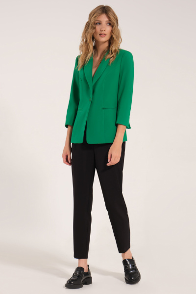 Элегантный жакет на пуговицах с глубоким V-воротником Панда 131530w зеленый - фото 1