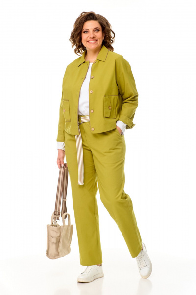 Брюки, жакет, футболка T&N 7523 олива - фото 1