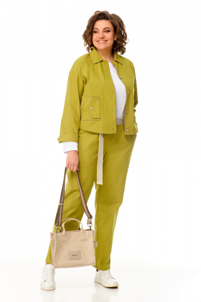 Брюки, жакет, футболка T&N 7523 олива - фото 2