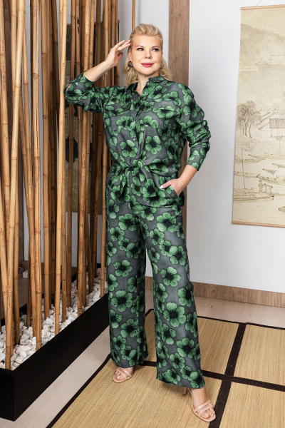 Зеленые брюки с резинкой на пояс и карманами ASV 2713 зеленый - фото 1