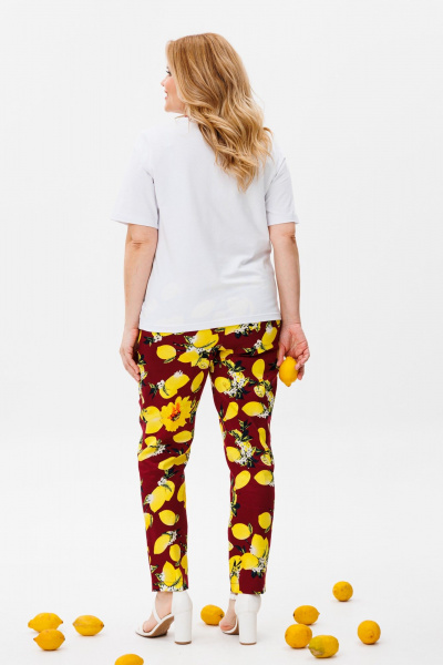 Брюки и футболка повседневный комплект из хлопка Michel chic 1380 белый,бордо - фото 6