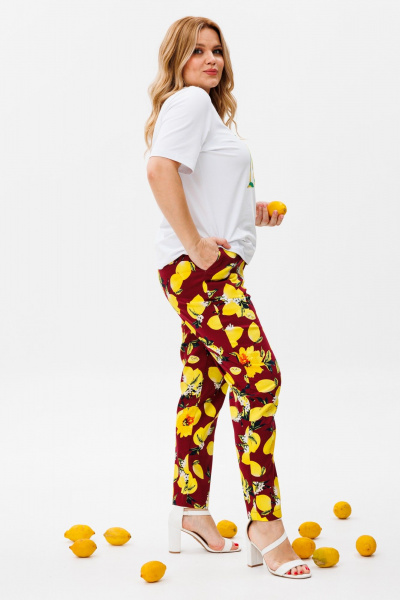 Брюки и футболка повседневный комплект из хлопка Michel chic 1380 белый,бордо - фото 5