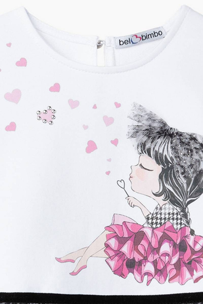 Платье на каждый день с цифровой печатью и сетчатым декором Bell Bimbo 202022 белый/черный - фото 2