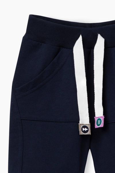 Брюки для мальчика из трикотажа на мягком поясе с вышивками Bell Bimbo 202104 т.синий - фото 2