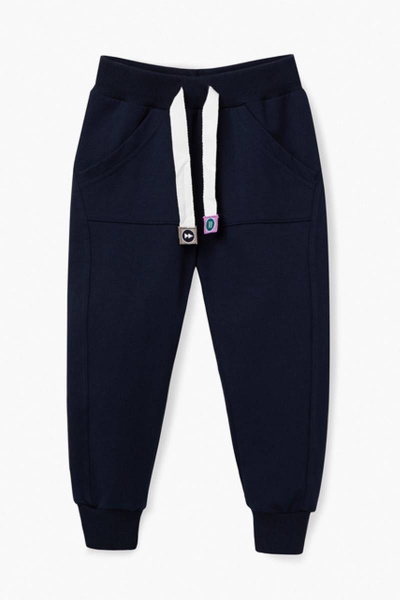 Брюки для мальчика из трикотажа на мягком поясе с вышивками Bell Bimbo 202104 т.синий - фото 1