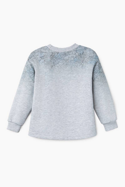 Демисезонный свободный джемпер с принтом и золотистым декором Bell Bimbo 202107 серый меланж - фото 3