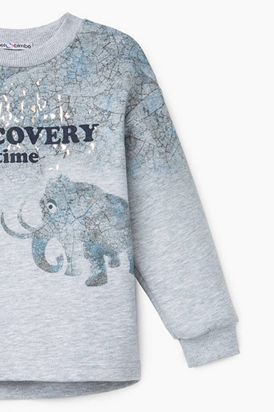 Демисезонный свободный джемпер с принтом и золотистым декором Bell Bimbo 202107 серый меланж - фото 2