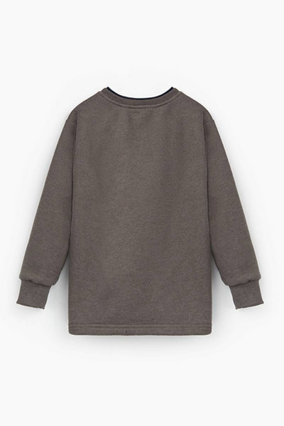 Джемпер с многослойной отделкой и коллажем из футера Bell Bimbo 202125 хаки - фото 3