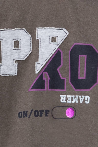 Джемпер с многослойной отделкой и коллажем из футера Bell Bimbo 202125 хаки - фото 2