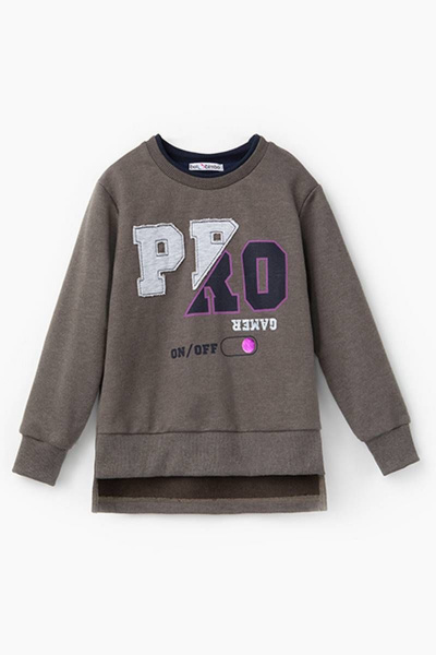 Джемпер с многослойной отделкой и коллажем из футера Bell Bimbo 202125 хаки - фото 1