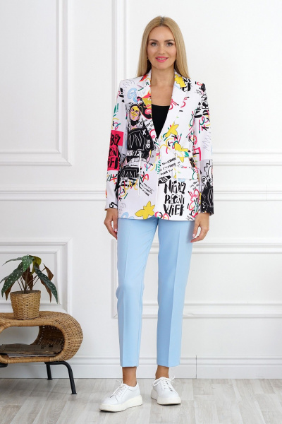 Брюки, жакет, топ Alani Collection 2111 голубой - фото 2