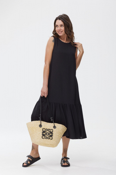 Платье из шифона с валаном и нагрудной выточкой MG Wear 5102 черный - фото 2