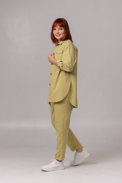 Брюки и рубашка в стиле на каждый день из текстиля Соджи 616 горчица - фото 3