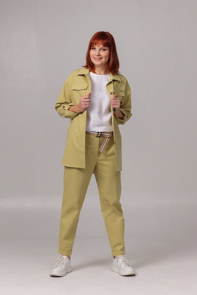 Брюки и рубашка в стиле на каждый день из текстиля Соджи 616 горчица - фото 2