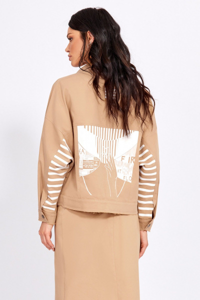 Джинсовый бежевый жакет с печатями и карманами Rivoli 8062.2 - фото 5