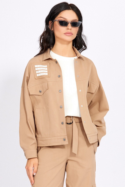 Джинсовый бежевый жакет с печатями и карманами Rivoli 8062.2 - фото 1
