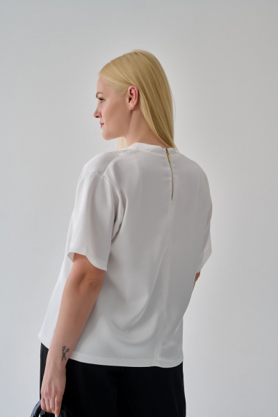 Блуза и брюки оверсайз для комфортного лета Мастер Мод 756ас чёрный/молочный - фото 3