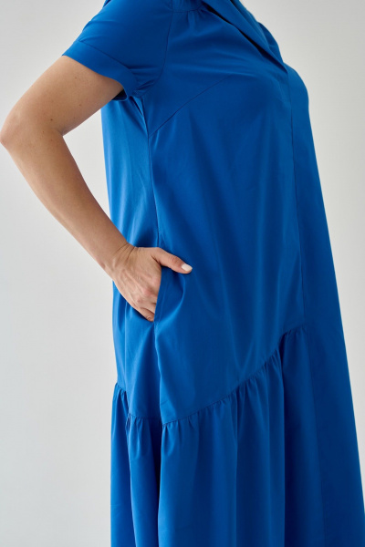 Платье хлопковое свободного силуэта с карманами Мастер Мод 821с василёк - фото 4