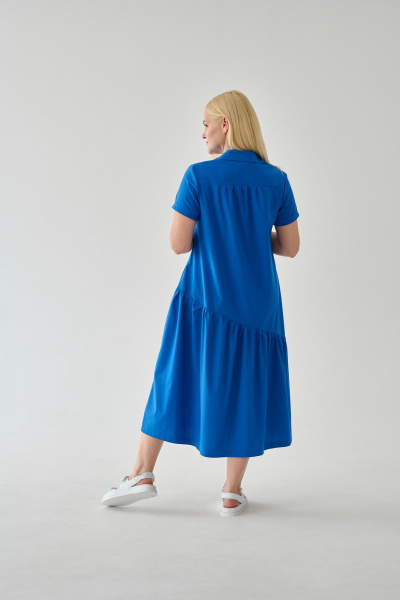 Платье хлопковое свободного силуэта с карманами Мастер Мод 821с василёк - фото 3