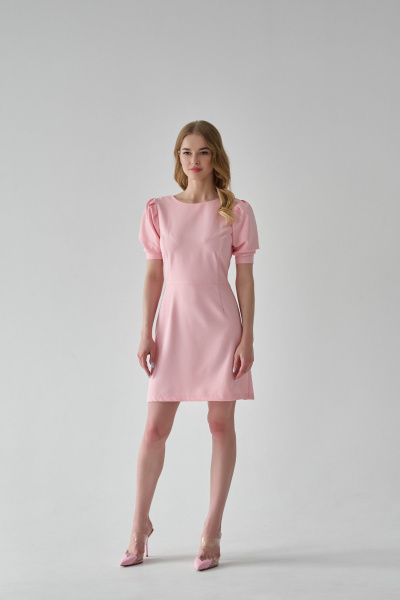 Нарядное платье из текстиля с бантом и вырезом на спине Мастер Мод 823бс пудра - фото 1