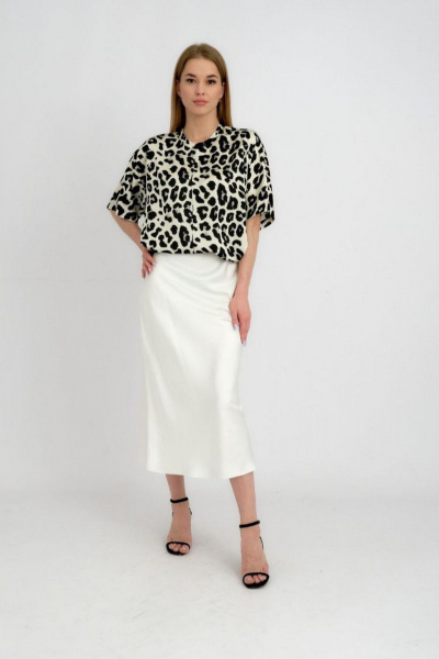 Юбка миди по косой из шелковистой ткани Мастер Мод 839ас молочный - фото 1