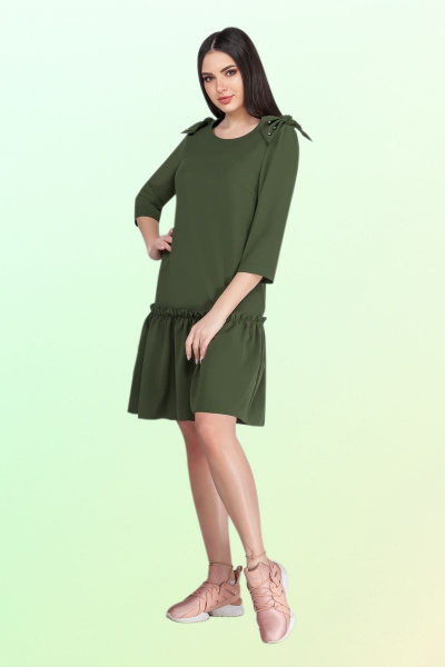 Платье с поясом и воланом для демонстрации стиля и комфорта Vitol Fashion В-1054/2 - фото 1