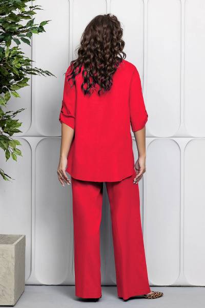 Красный костюм из льна: блуза и брюки для летних дней Gold Style 2627 красный - фото 2