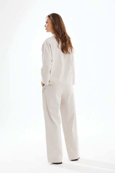 Летний бежевый костюм жакет и брюки из хлопка Kaloris 2101 - фото 6