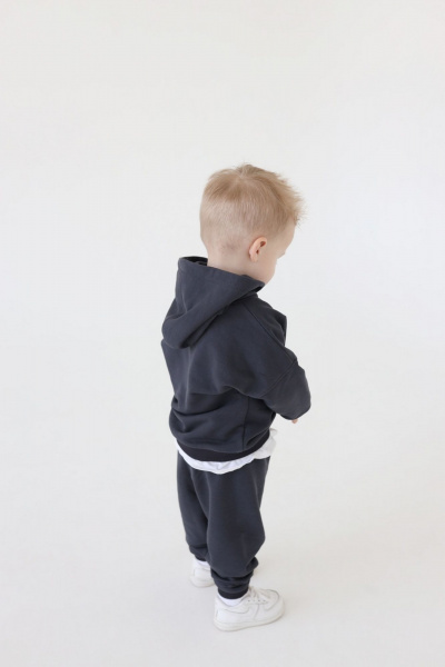 Серый демисезонный спортивный костюм с двойным капюшоном LEVEL 101/1Г графит - фото 2