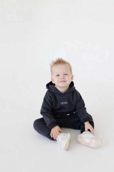 Серый демисезонный спортивный костюм с двойным капюшоном LEVEL 101/1Г графит - фото 3