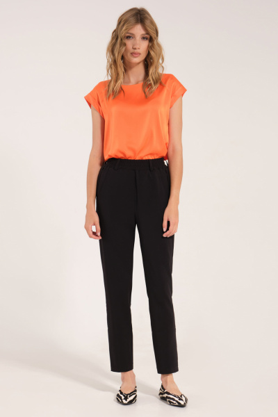 Черные деловые брюки с вытачками и укороченным кроем Панда 104163w черный - фото 1