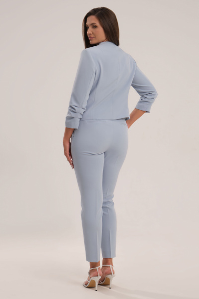 Серый деловой брючный костюм жакет и укороченные брюки Панда 50420z голубой - фото 2