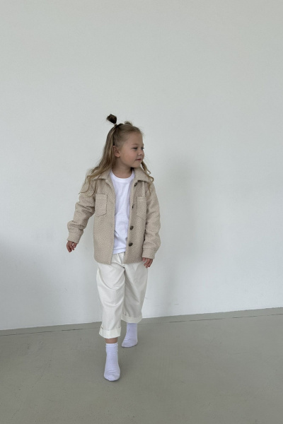 Бежевый демисезонный утепленный пуховик с карманами LEVEL 110/1К кремовый - фото 4