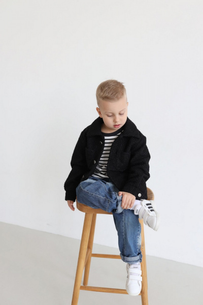 Черная демисезонная куртка из искусственного меха с карманами LEVEL 110/1Ч черный - фото 2