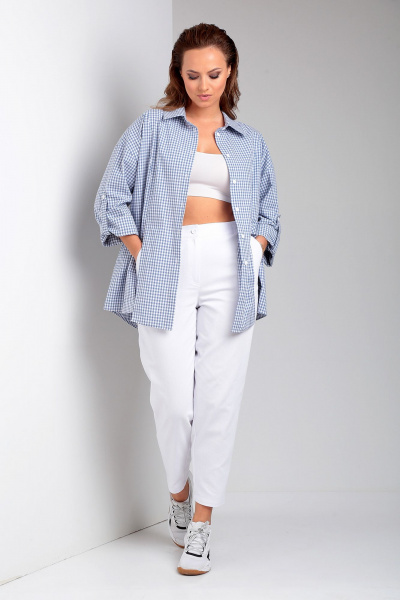 Белые летние брюки на резинке с карманами и гульфиком Liona Style 900 - фото 1