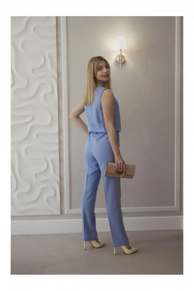Комбинезон летний из текстиля с брюками со стрелками и складками MONA STYLE 17248 голубой - фото 4