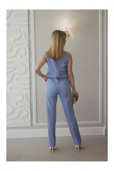 Комбинезон летний из текстиля с брюками со стрелками и складками MONA STYLE 17248 голубой - фото 3