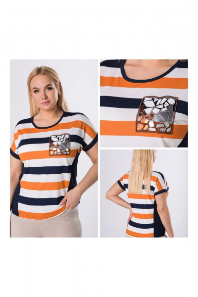 Блуза Nika.PL 0202102 оранжево-синий - фото 2