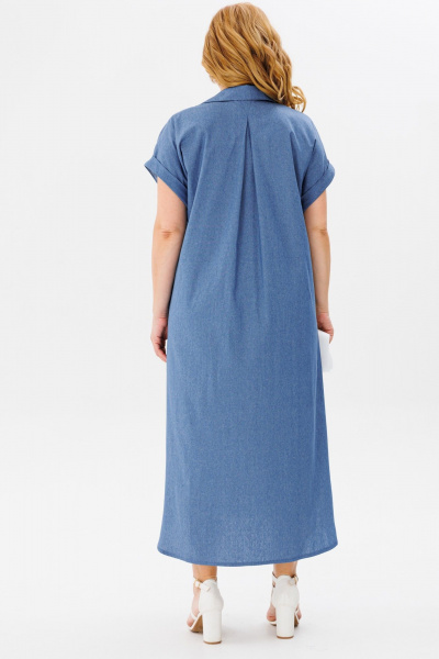 Платье рубашечного типа с карманами и разрезом Michel chic 993/2 темный_деним - фото 6