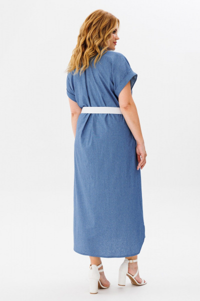 Платье рубашечного типа с карманами и разрезом Michel chic 993/2 темный_деним - фото 8