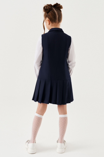 Деловой сарафан из поливискозы для девочки Panda Kids 263780-158 Синий - фото 4
