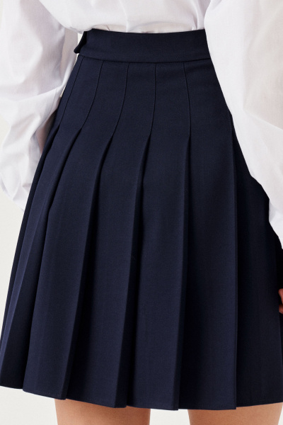 Юбка с тканевой застежкой и складками из поливискозы Panda Kids 263951-164 Синий - фото 3